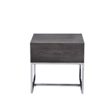 Iban - End Table - Gray Oak & Chrome