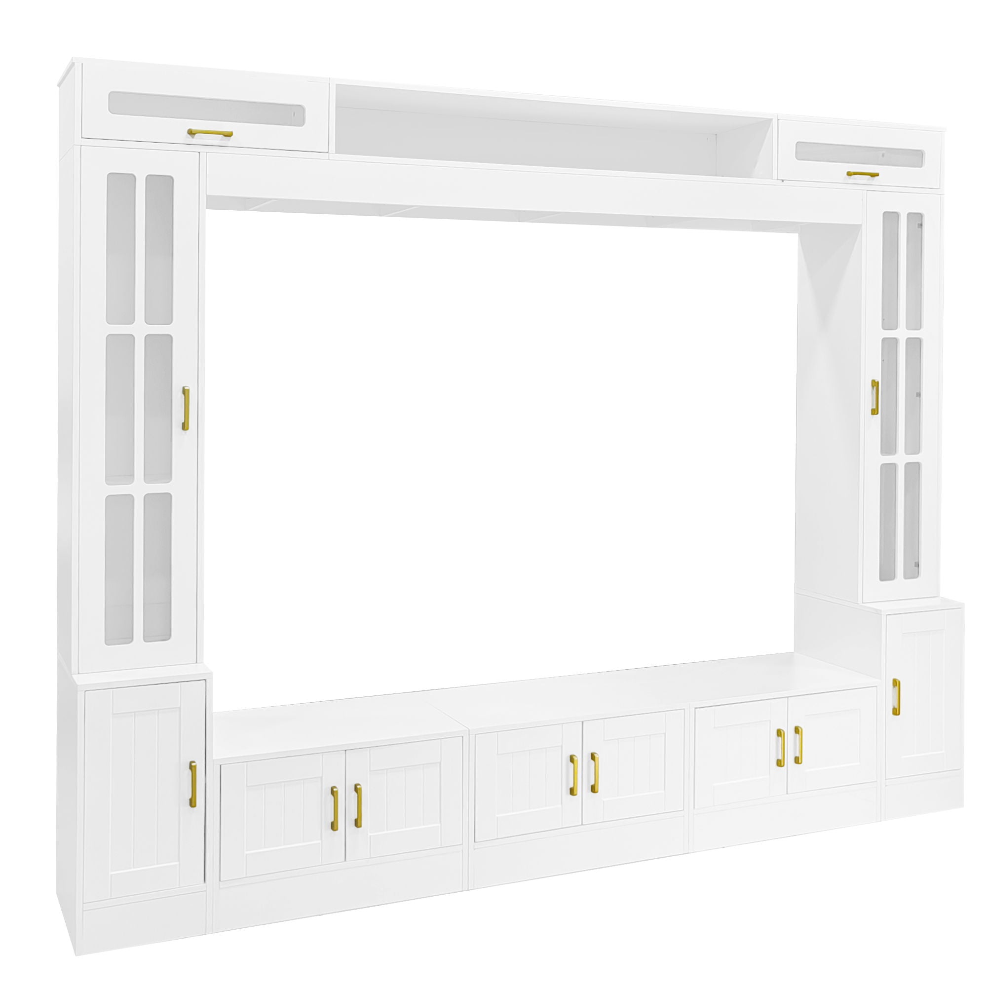 Wall Unit Entertainment Center With Bookshelves For TVs Up To 80"
