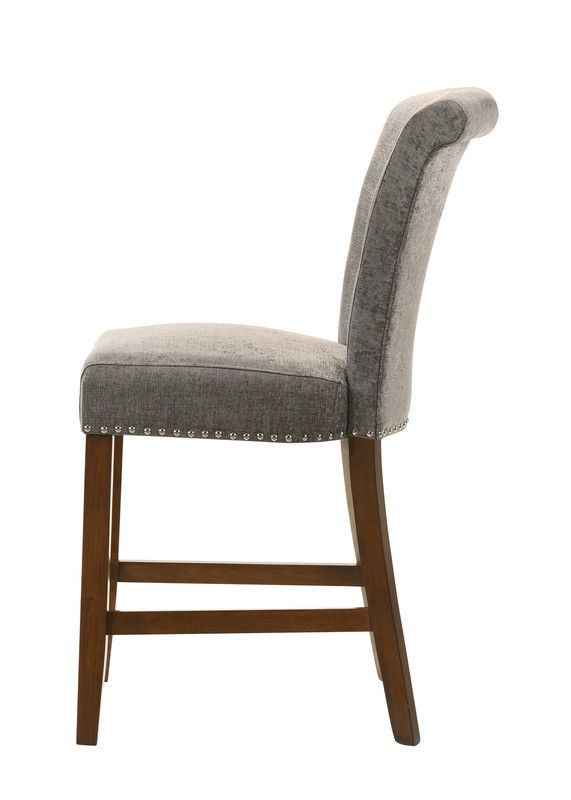 Auggie 20.5"W Gray Fabric Counter Height Chair with Nailhead Trim