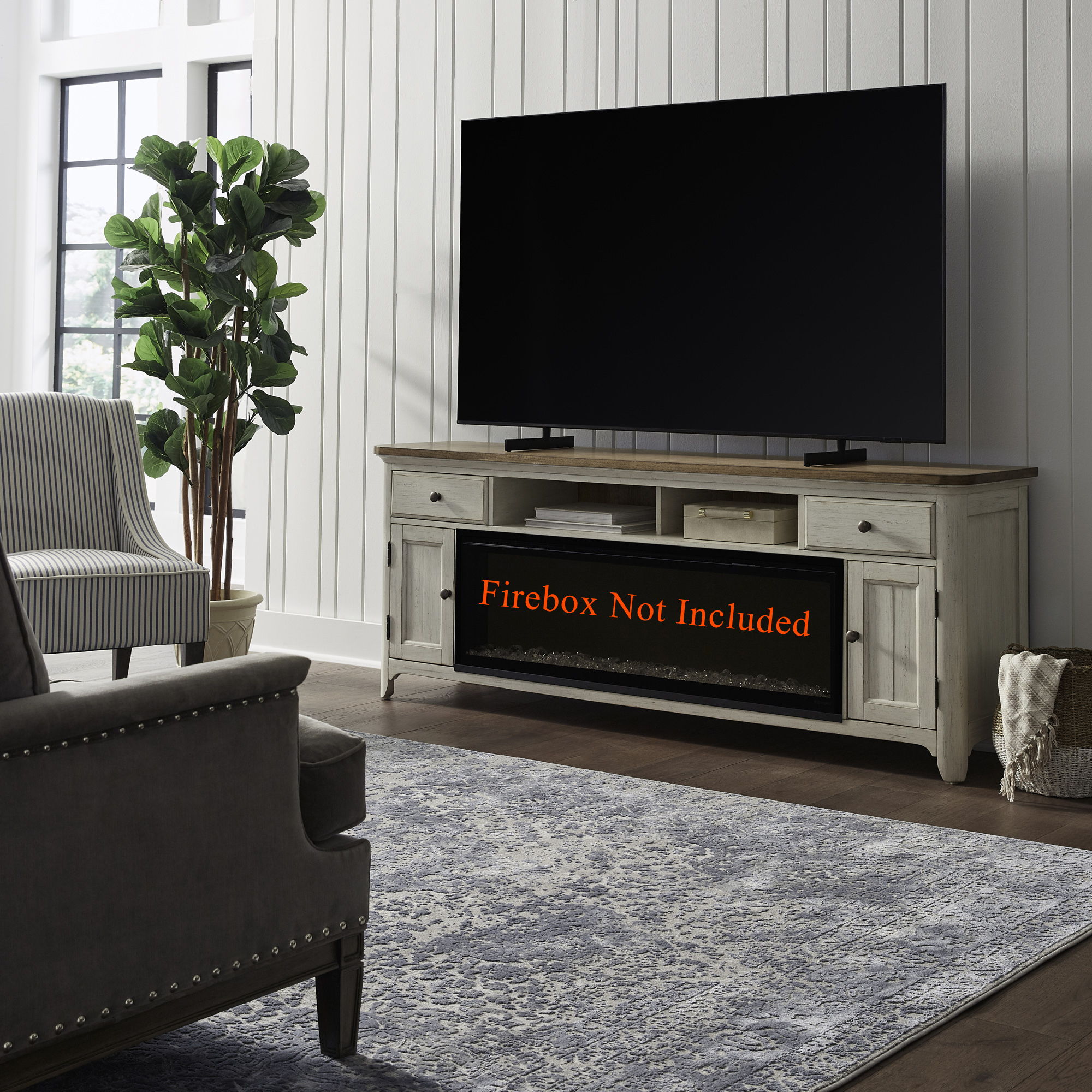 Liberty Furniture 79" Fireplace TV Console - Medium Brown | Meri Furniture