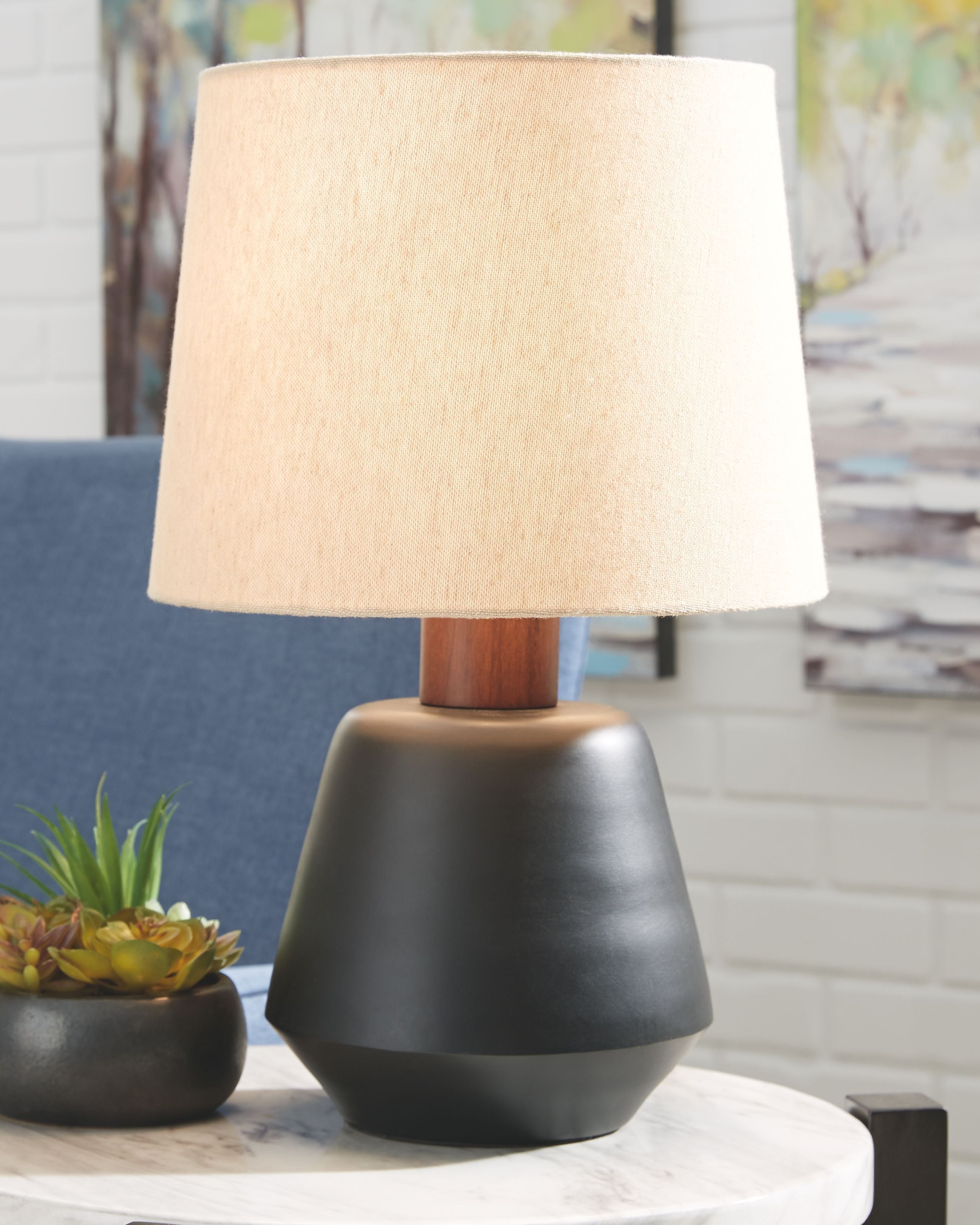 Ashley Furniture Ancel - Black / Brown - Metal Table Lamp | Meri Furniture