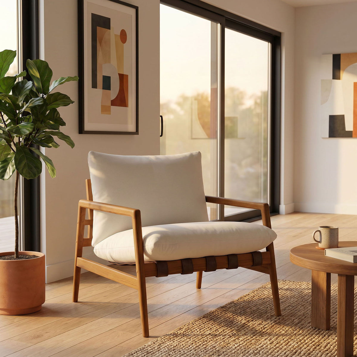 Nomi Outdoor Patio Teak Wood Sling Chair by Modway
