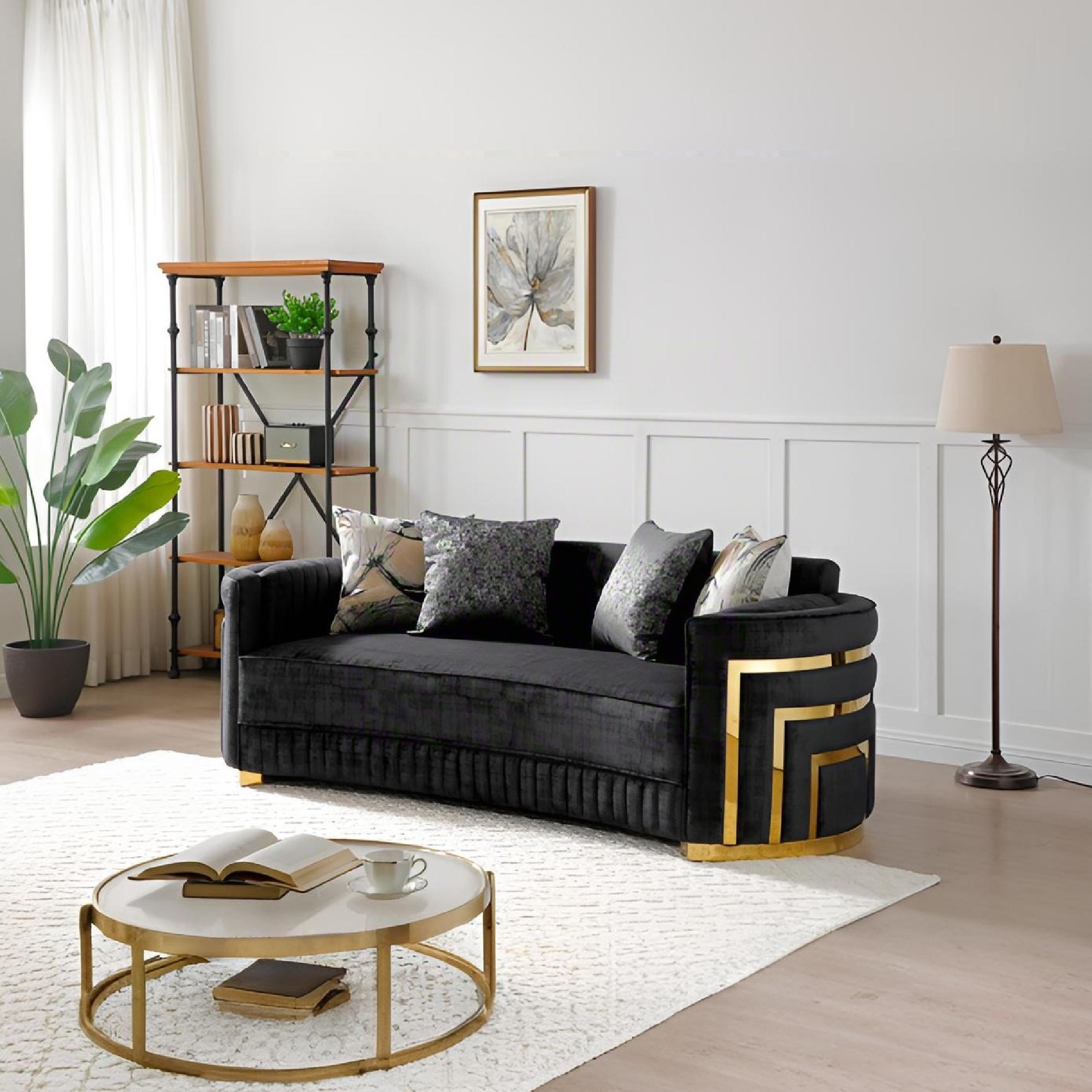 Soledad - Sofa With Upholstery And Hued Accents - Black