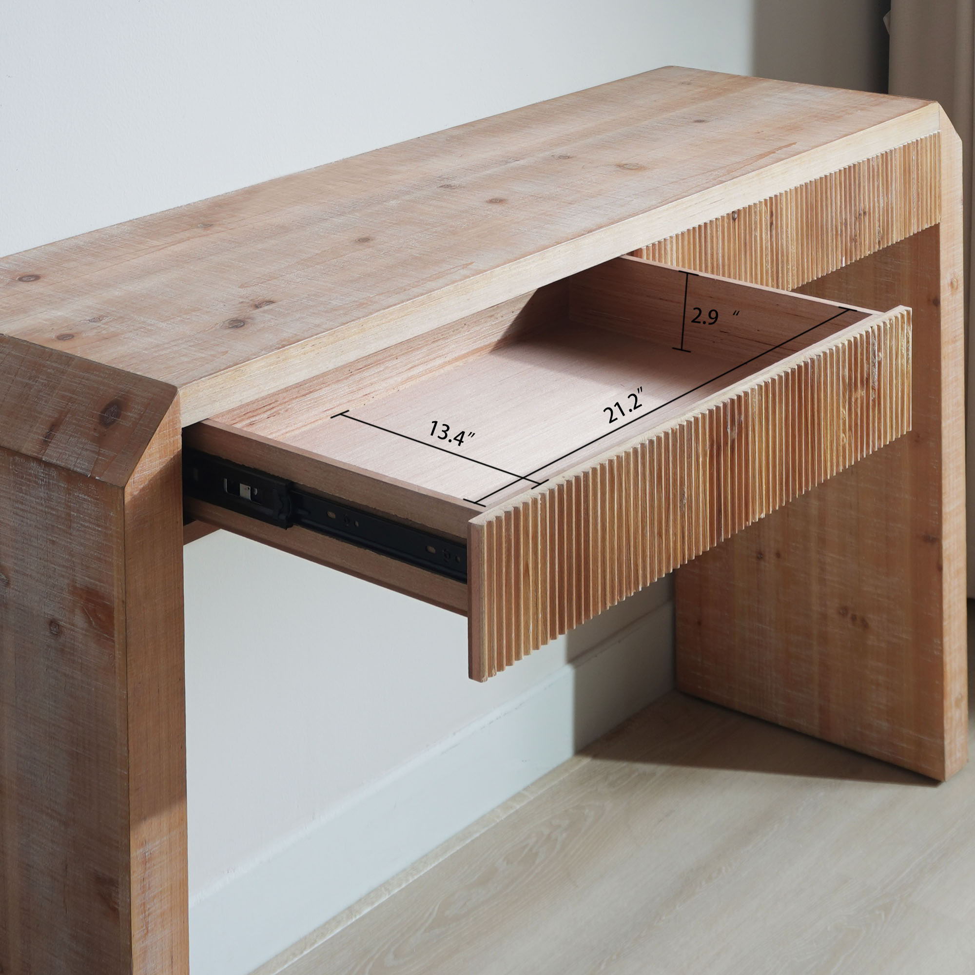 Rustic Modern Console Table With Drawer Storage - Natural Wood
