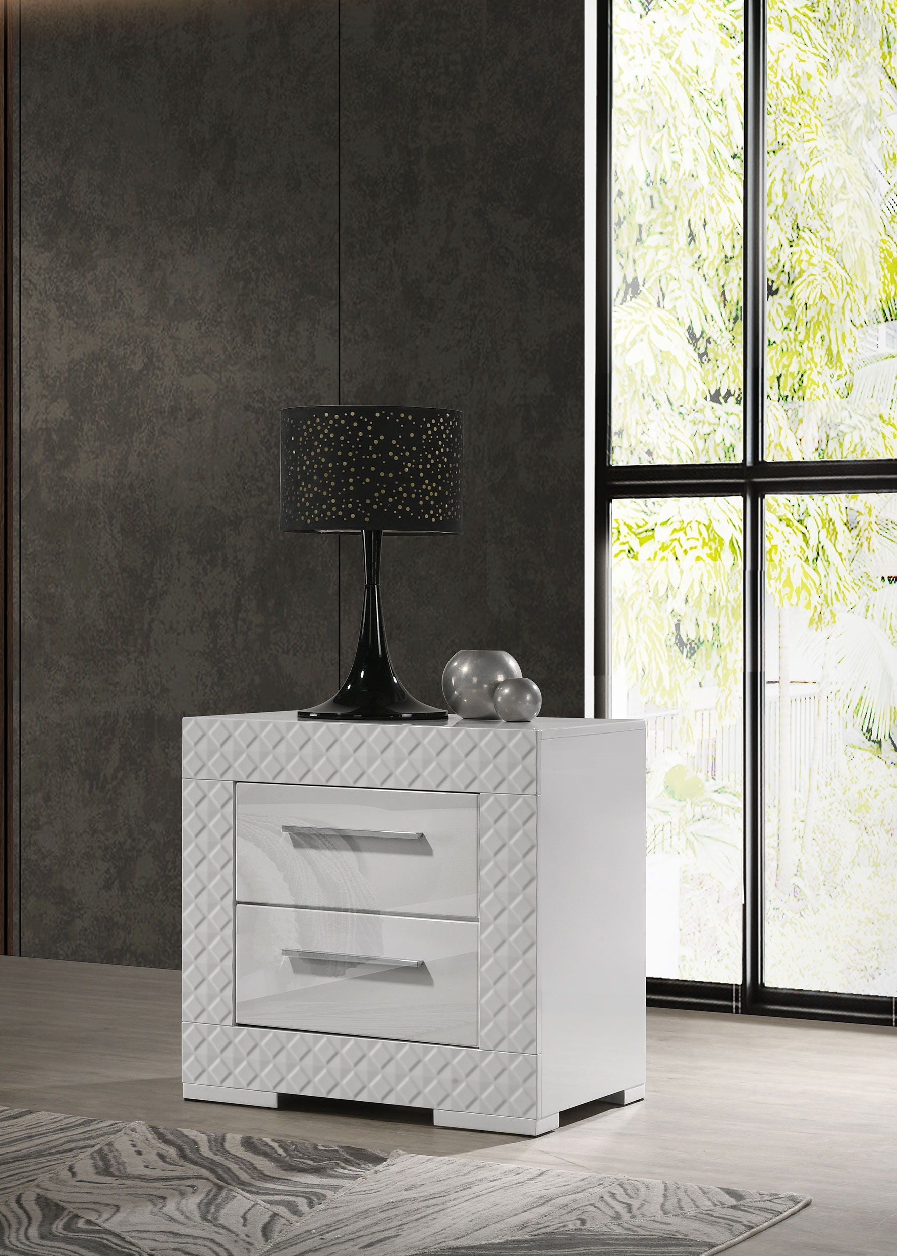 Coaster Fine Furniture Ives - 2-Drawer Nightstand Bedside Table - White High Gloss | Meri Furniture