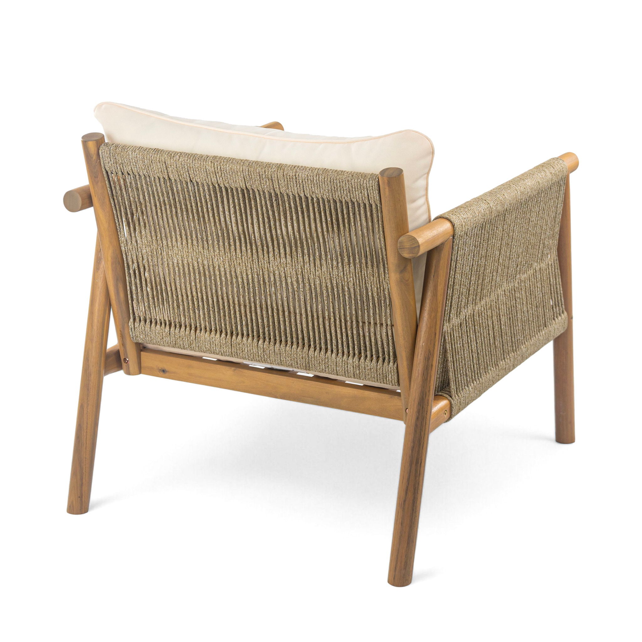 Modern Outdoor Woven Lounge Chair With Solid Frame And Cushions