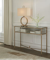 Signature Design by Ashley® Cloverty - Aged Gold Finish - Sofa Table | Meri Furniture