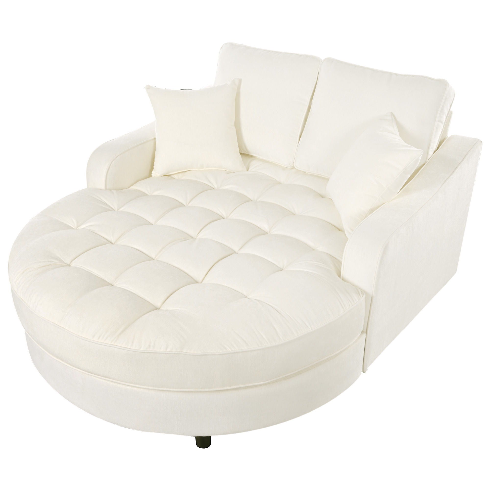 Modern Chaise Lounge Upholstered Sofa Couch With Tufted Seat And Detachable Pillows For Living Room