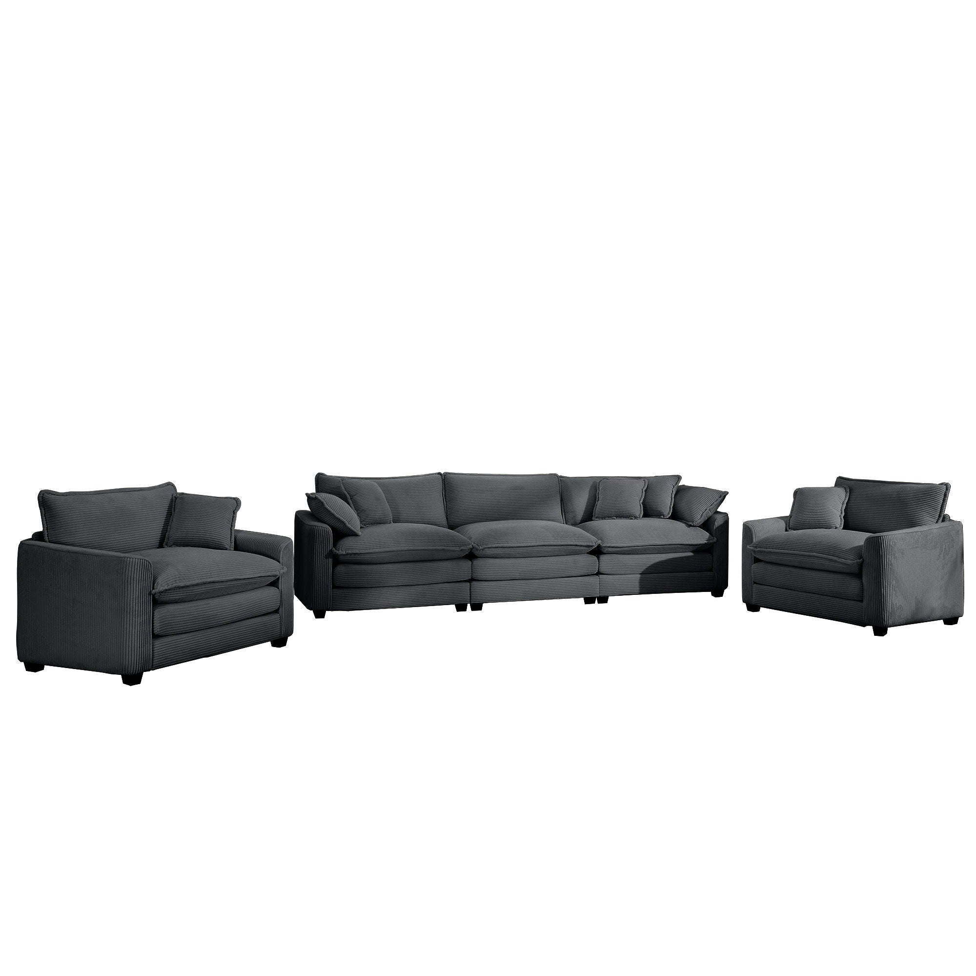 Elegant Corduroy Oversized Sectional Sofa Set With Deep Seats And Flexible Layout