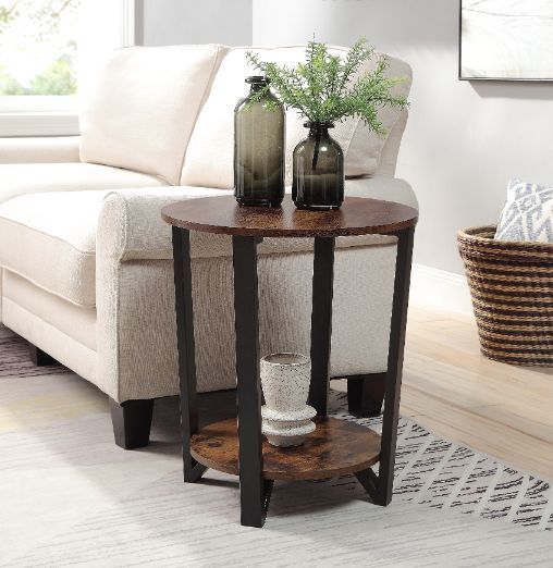 ACME KD• 2 Tier Shelf• Round Table Top• Open Frame | Meri Furniture