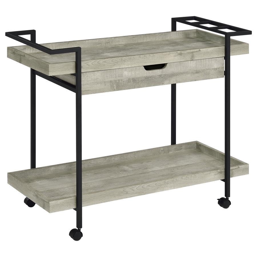 Coaster Fine Furniture Ventura - 1-Drawer Engineered Wood Bar Cart - Gray Driftwood | Meri Furniture