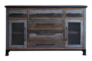 International Furniture Direct Antique Gray - Buffet - Gray / Brown | Meri Furniture