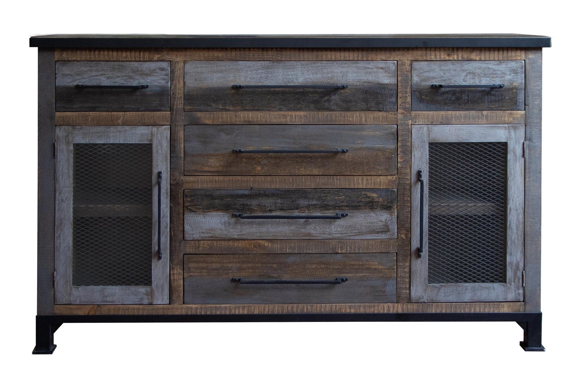 International Furniture Direct Antique Gray - Buffet - Gray / Brown | Meri Furniture
