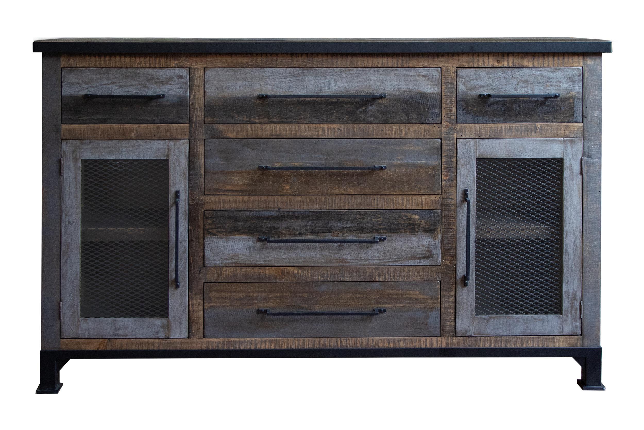 International Furniture Direct Antique Gray - Buffet - Gray / Brown | Meri Furniture