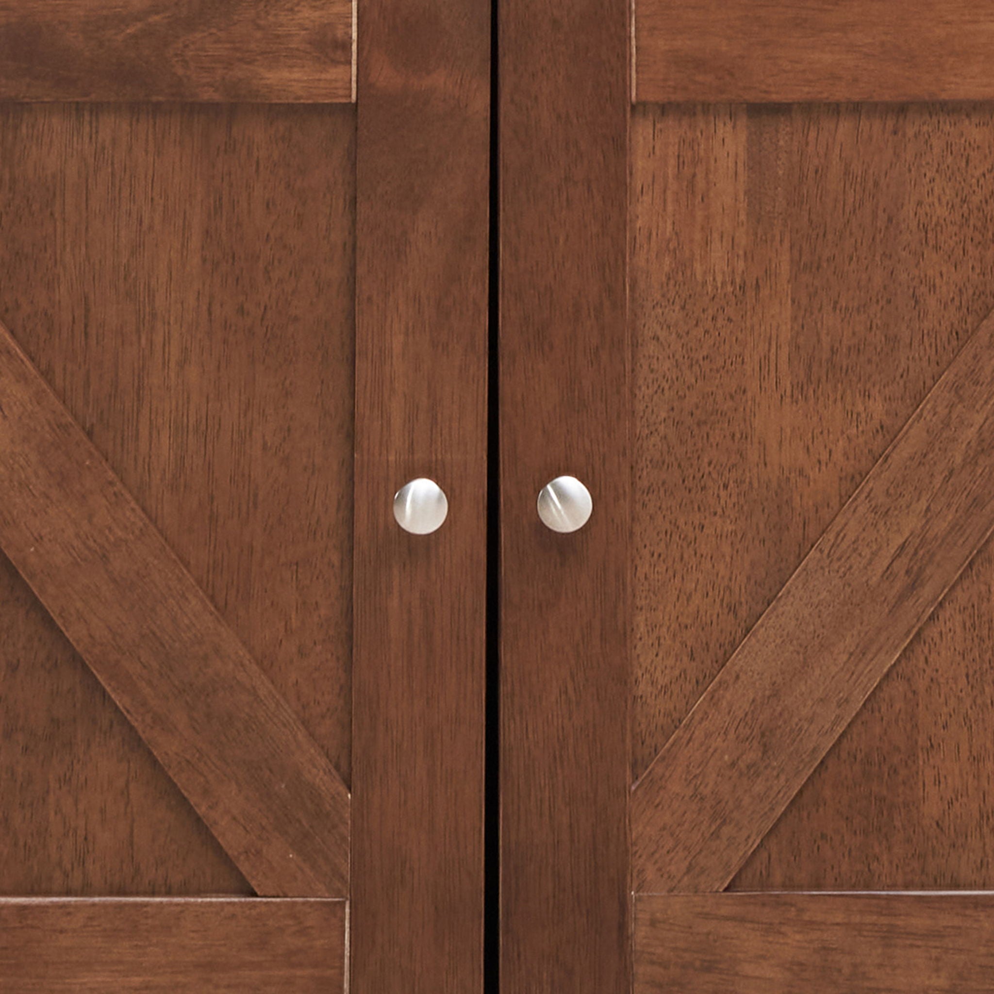 Farmhouse Style Monita Wine Cabinet With Storage Space - Walnut