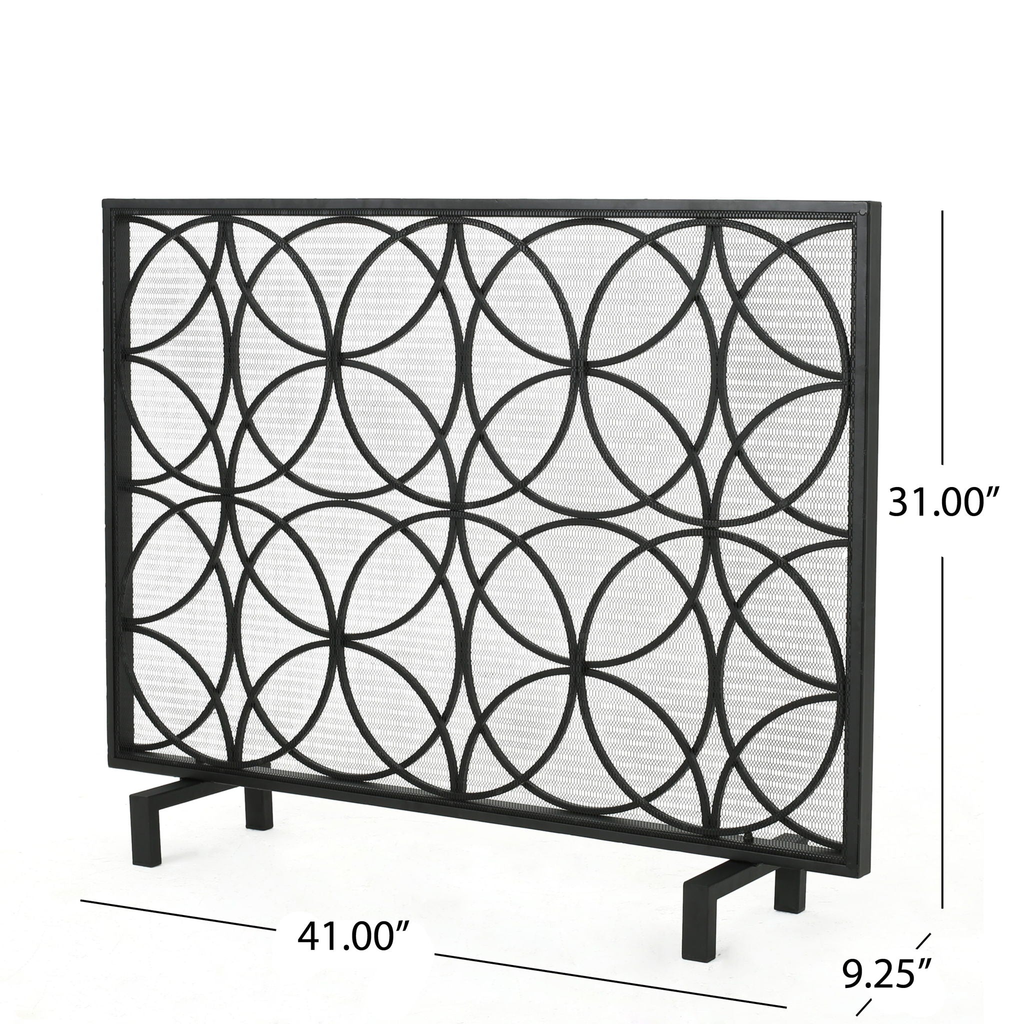 Thayer - Single Panel Iron Fireplace Screen With Geometric Design