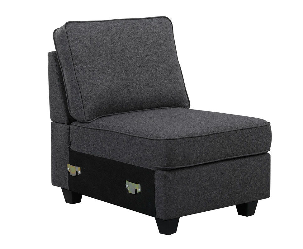 Leo 125"W Dark Gray Linen 8Pc Modular L-Shape Sectional Sofa and Ottoman