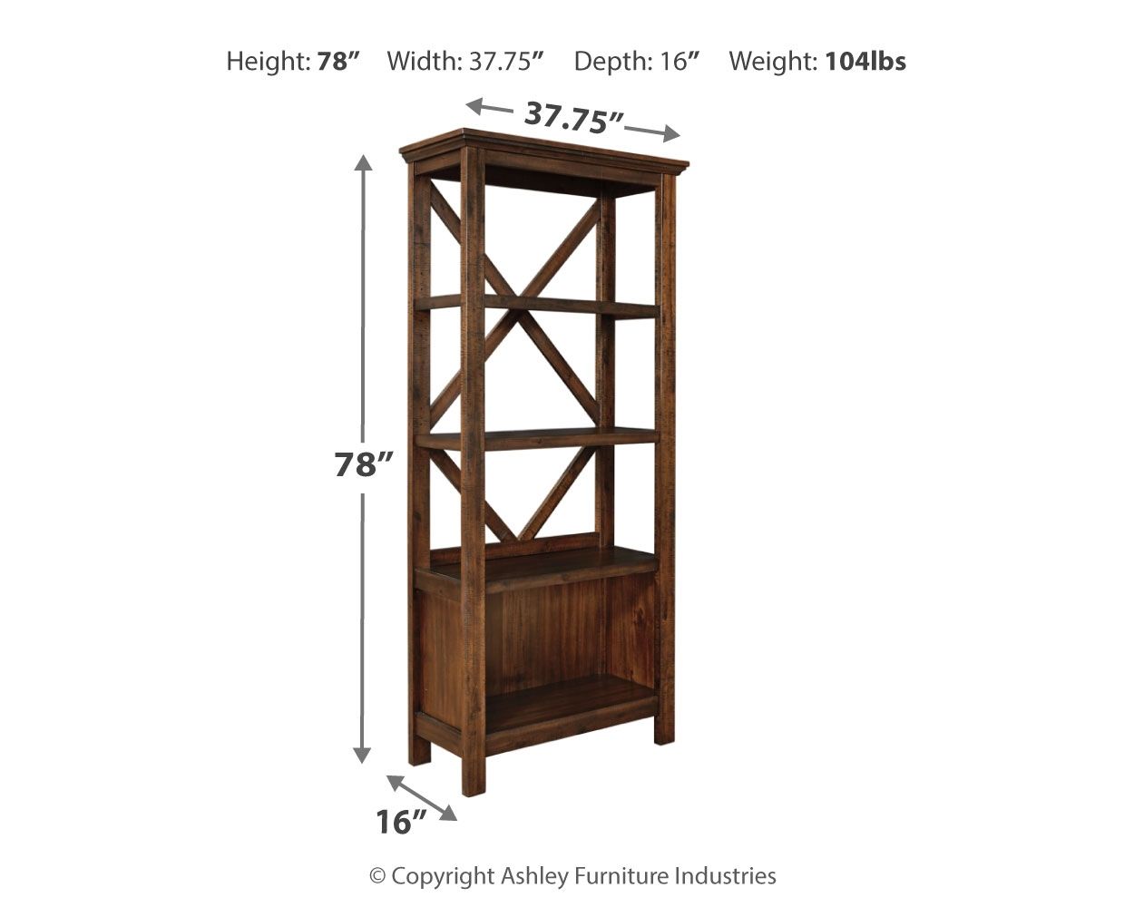 Ashley Furniture Baldridge - Rustic Brown - Large Bookcase | Meri Furniture