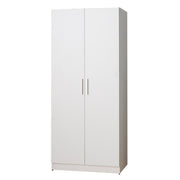 Viviane - Contemporary Wood Closet With Hanging Bars And 5 Shelves - White