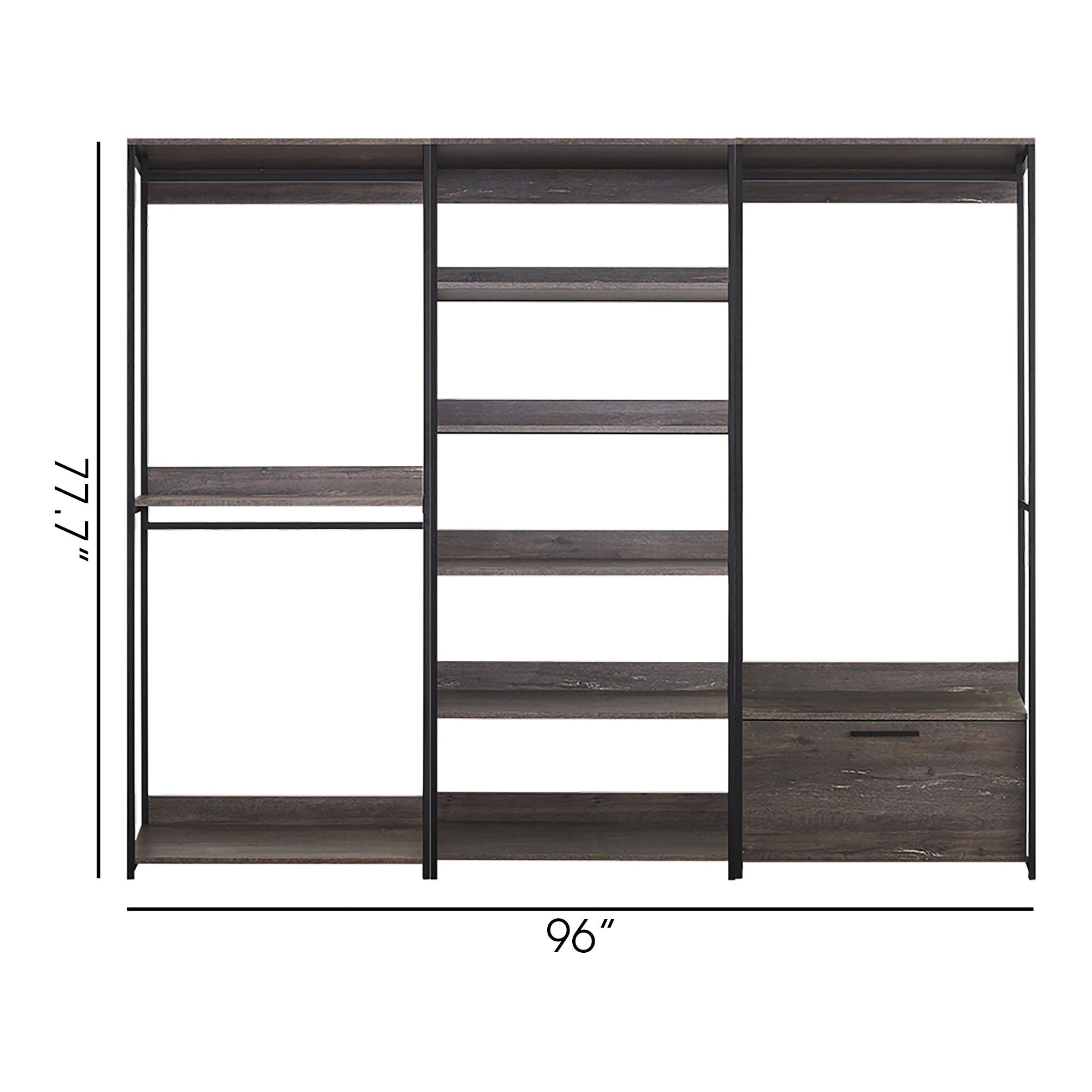 Monica - Walk In Closet System With Modular Design Melamine - Rustic
