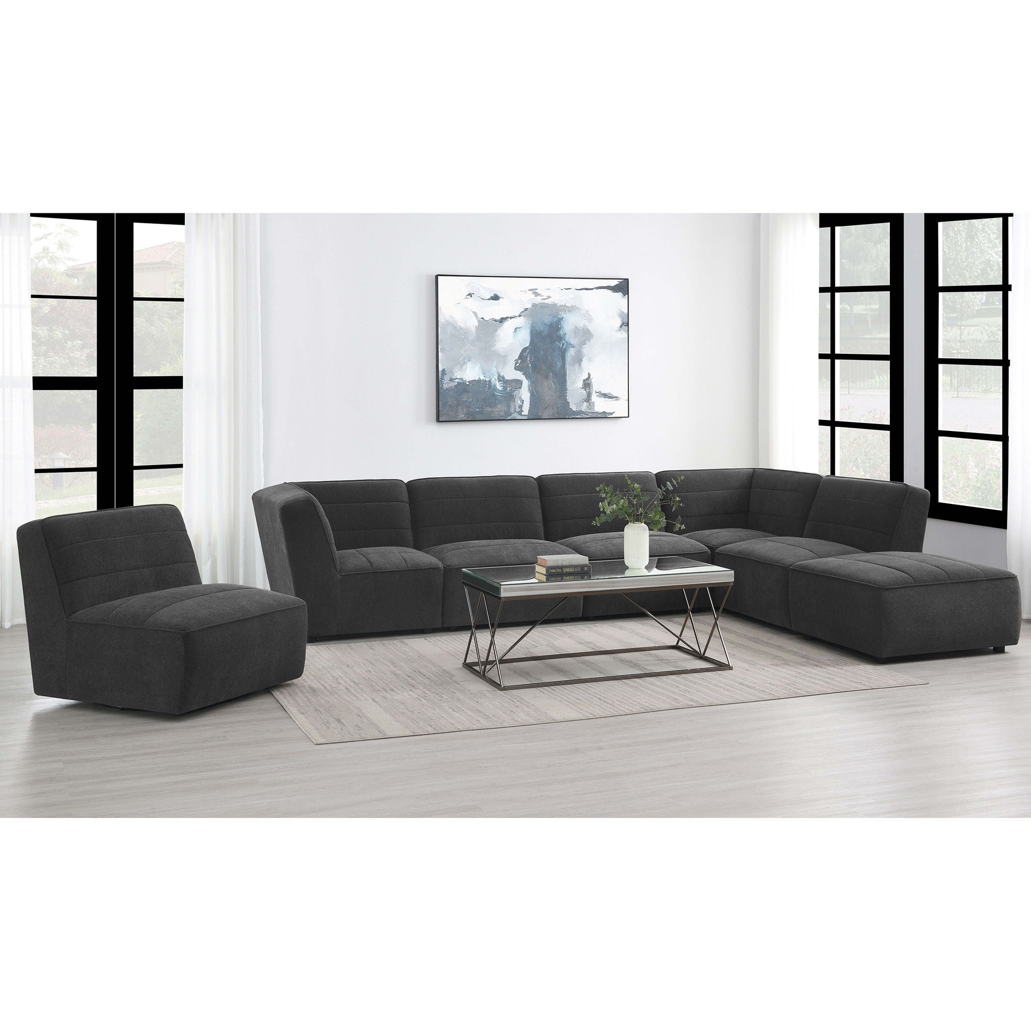 Ortega - Upholstered Armless Chair - Charcoal