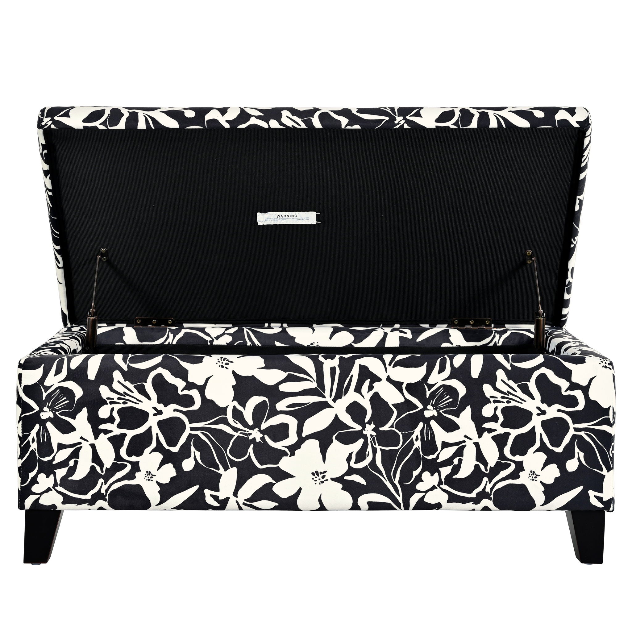 Luxury Storage Ottoman With Floral Patterned Fabric, Soft-Close Hinges, Multi Functional