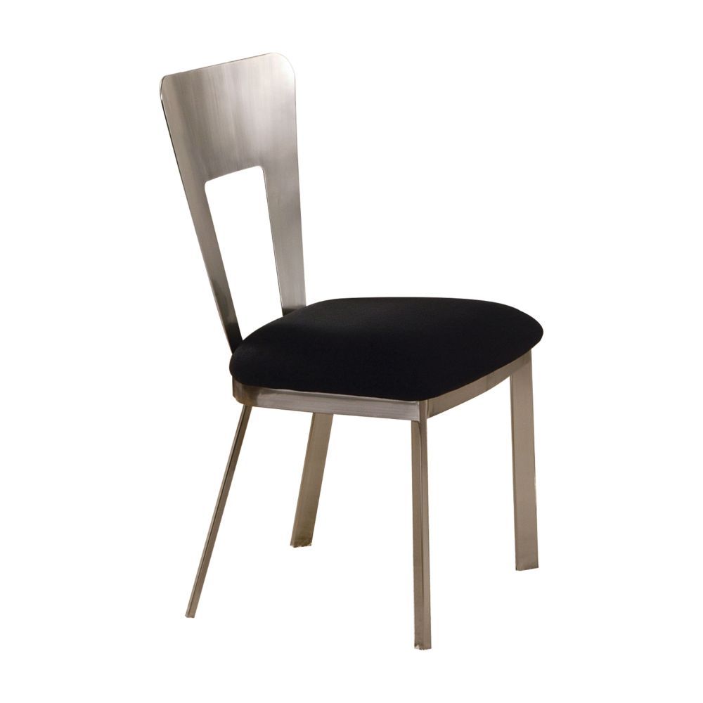 ACME Camille - Side Chair (Set of 2) - Black Microfiber & Satin Plated | Meri Furniture