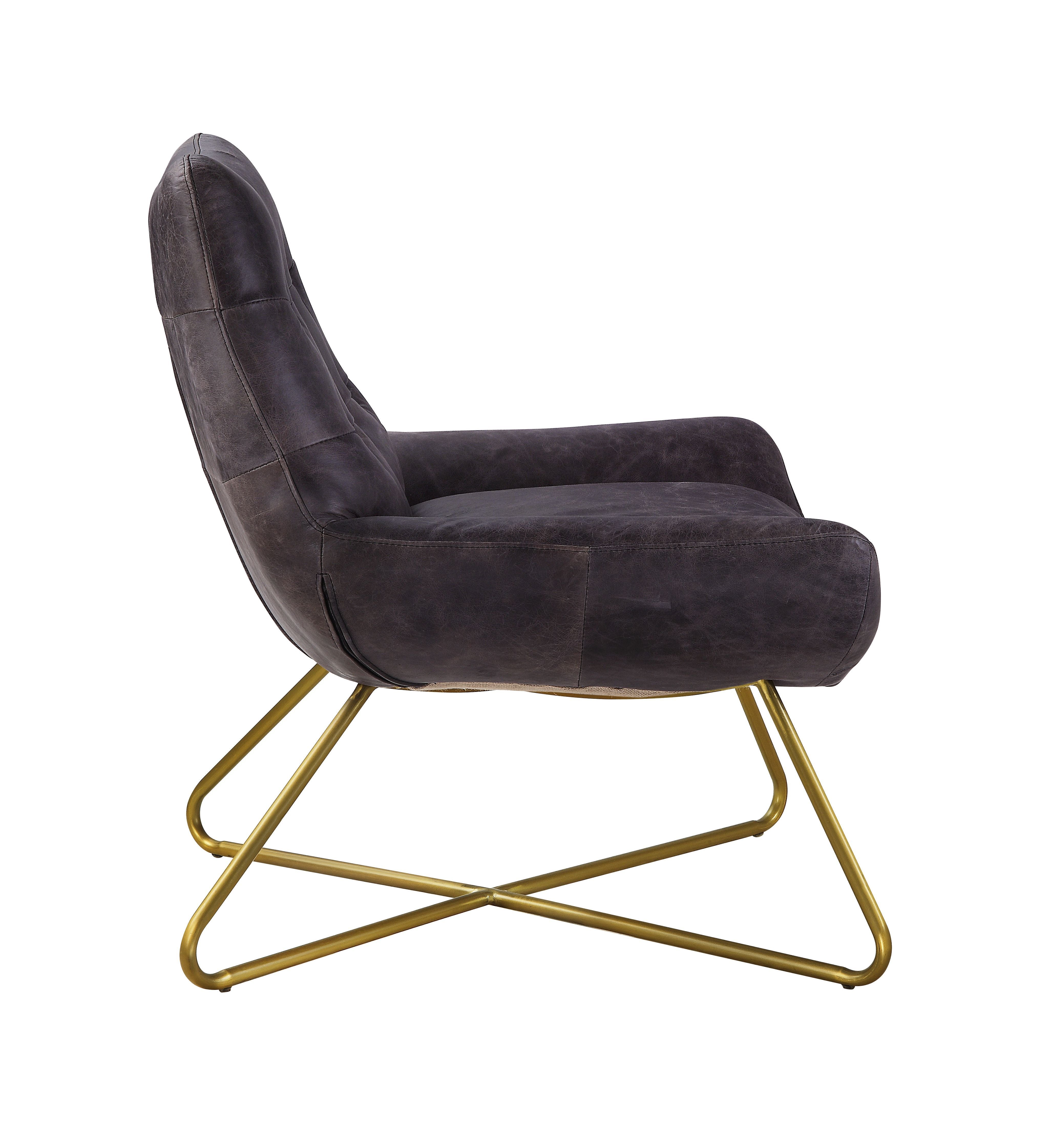 ACME Dhalsim Accent Chair - Antique Ebony Top Grain Leather | Meri Furniture