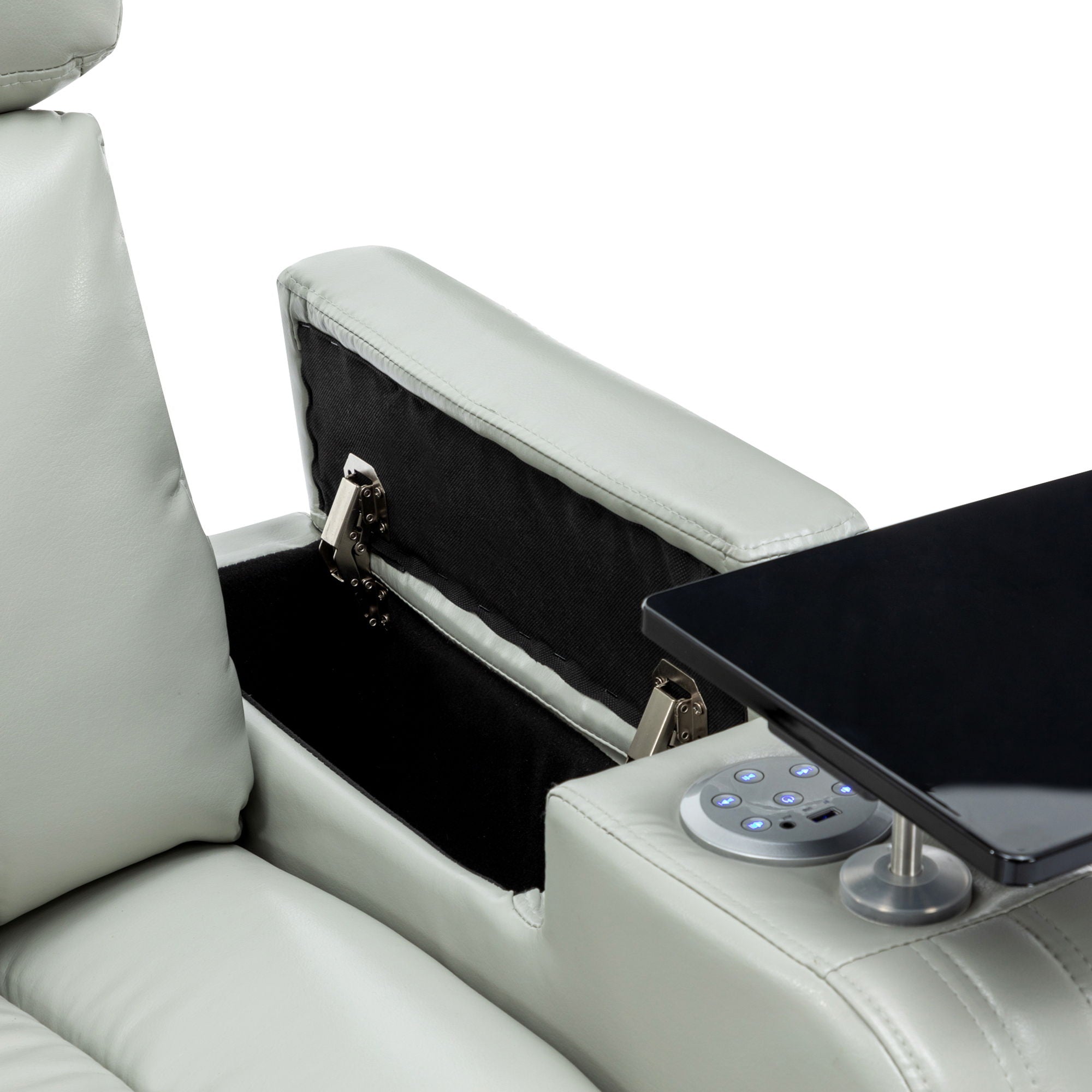 Power Recliner Theater Chair With Cooling Cup Holder, Bluetooth Speaker, LED Lights, USB Ports