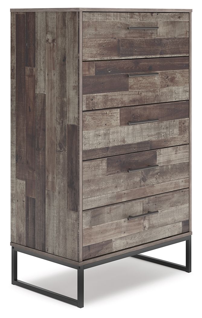 Neilsville - Black / Gray - Five Drawer Chest