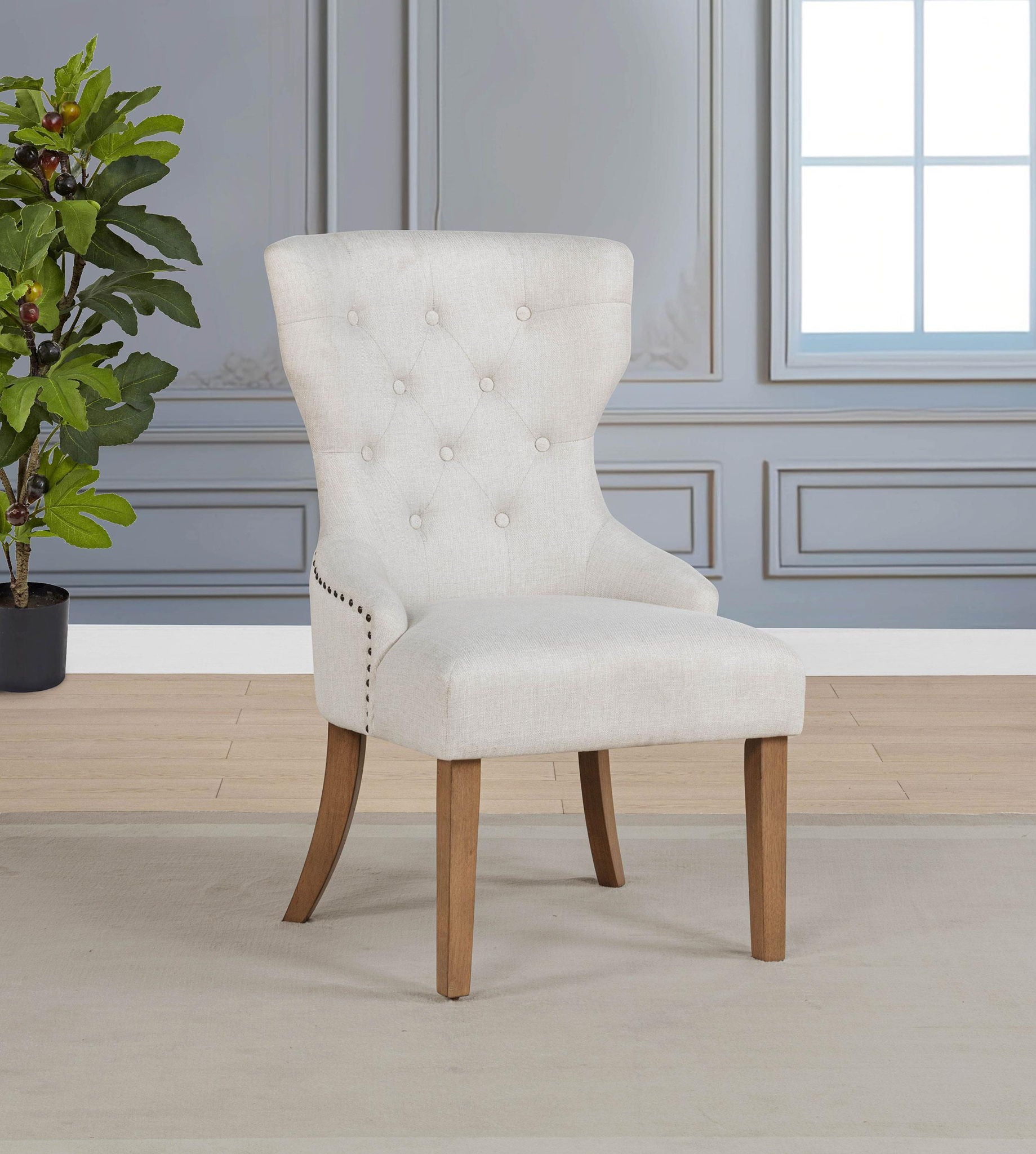 Baney Fabric Upholstered Dining Side Chair Beige and Rustic Grey