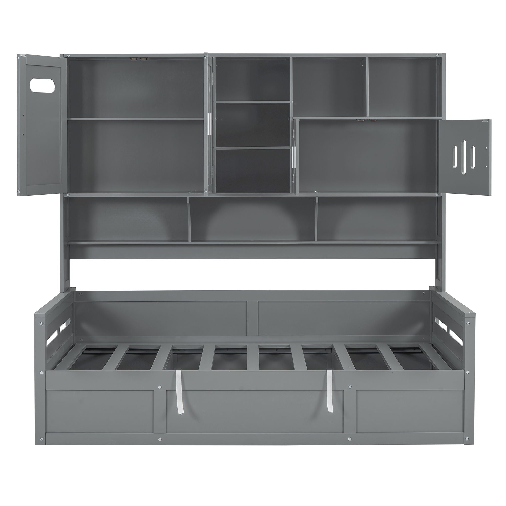 Daybed With All-In-One Cabinet And Shelf