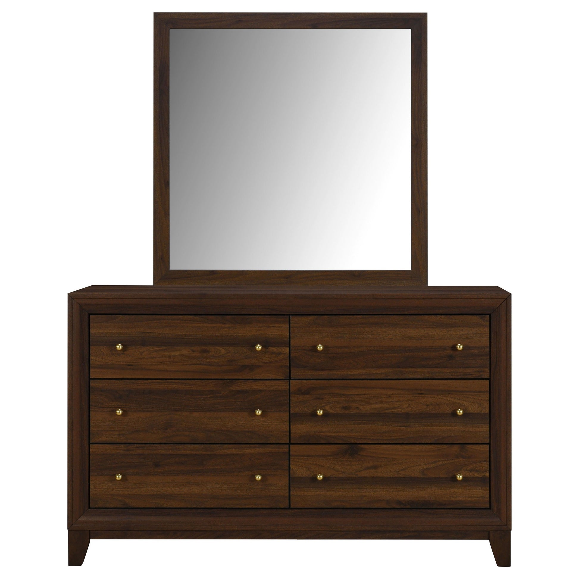 Coaster Fine Furniture Welsley - 6-Drawer Dresser And Mirror - Walnut | Meri Furniture