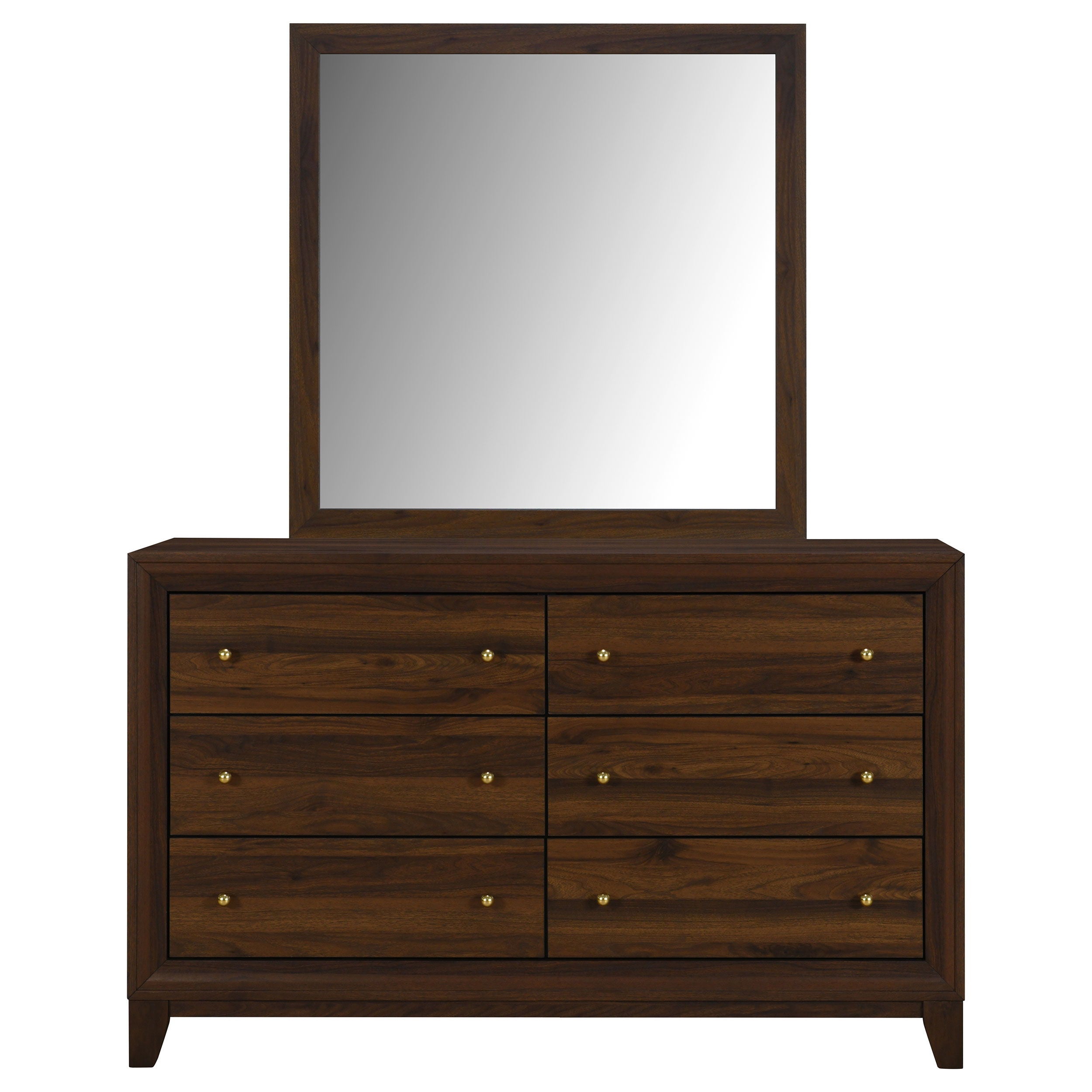 Coaster Fine Furniture Welsley - 6-Drawer Dresser And Mirror - Walnut | Meri Furniture
