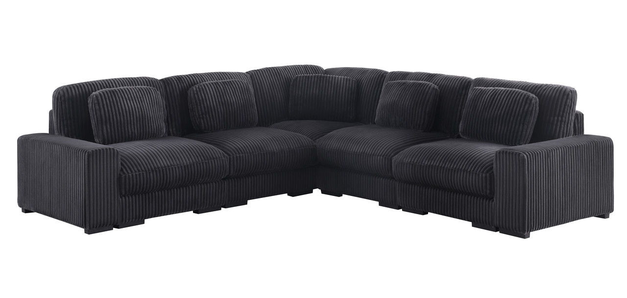Sloane 117"W Charcoal Corduroy Fabric Reversible L-Shape Modular Sectional Sofa