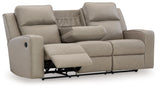 Lavenhorne - Pebble - Rec Sofa W/Drop Down Table