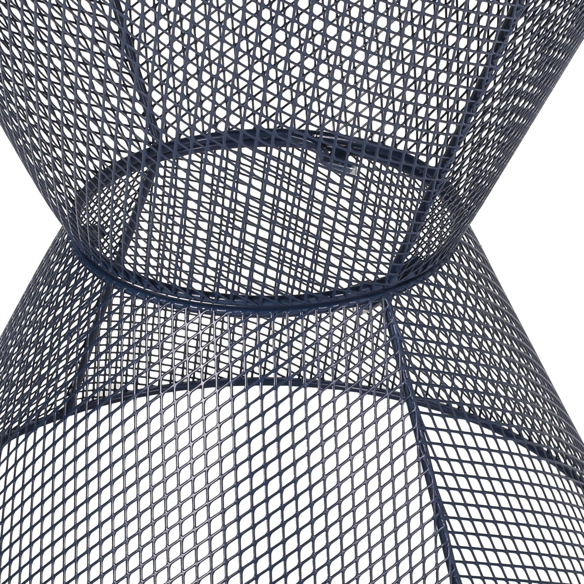 Zine - Outdoor Side Table With Hourglass Shaped And Iron Frame - Navy