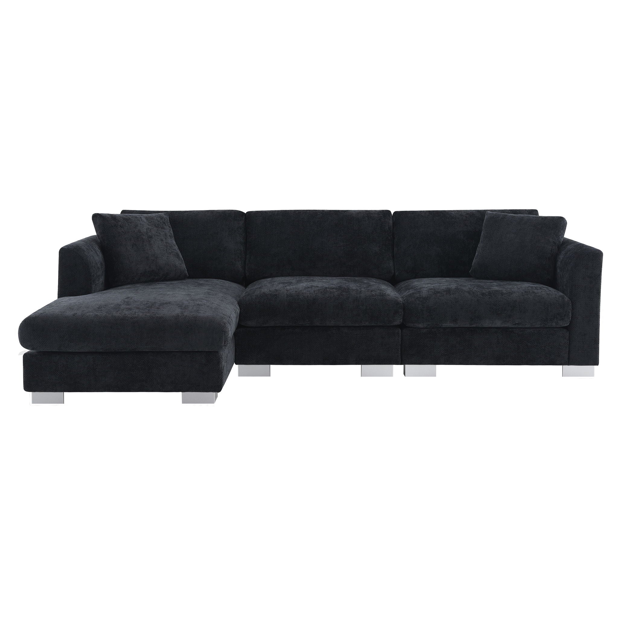 Modern Cloud Sectional Sofa L Shaped Luxury Couch Set With 2 Free Pillows 4 Seat With Oversized Chaise