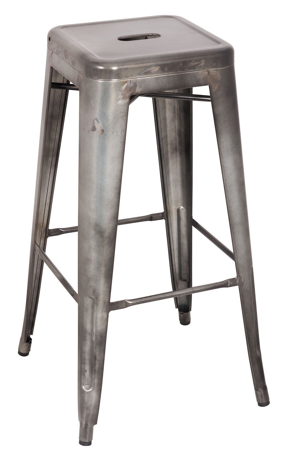 ACME The Kiara antique finish barstool is a charming piece in a rustic style obtained through the solid steel frame with metal seat, legs and foot rest for support. No Assembly necessary. | Meri Furniture