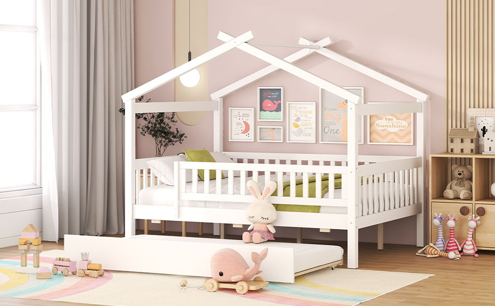 Creativity House Bed With Twin Size Trundle