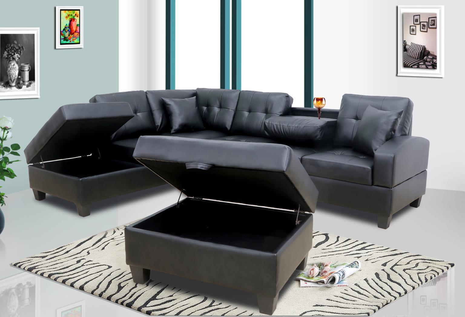 U345 - 2 Piece Sectional - Black