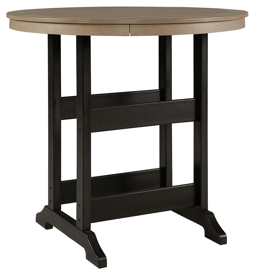 Signature Design by Ashley® Fairen Trail - Black / Driftwood - Round Bar Table W/Umb Opt | Meri Furniture