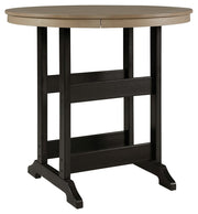 Signature Design by Ashley® Fairen Trail - Black / Driftwood - Round Bar Table W/Umb Opt | Meri Furniture