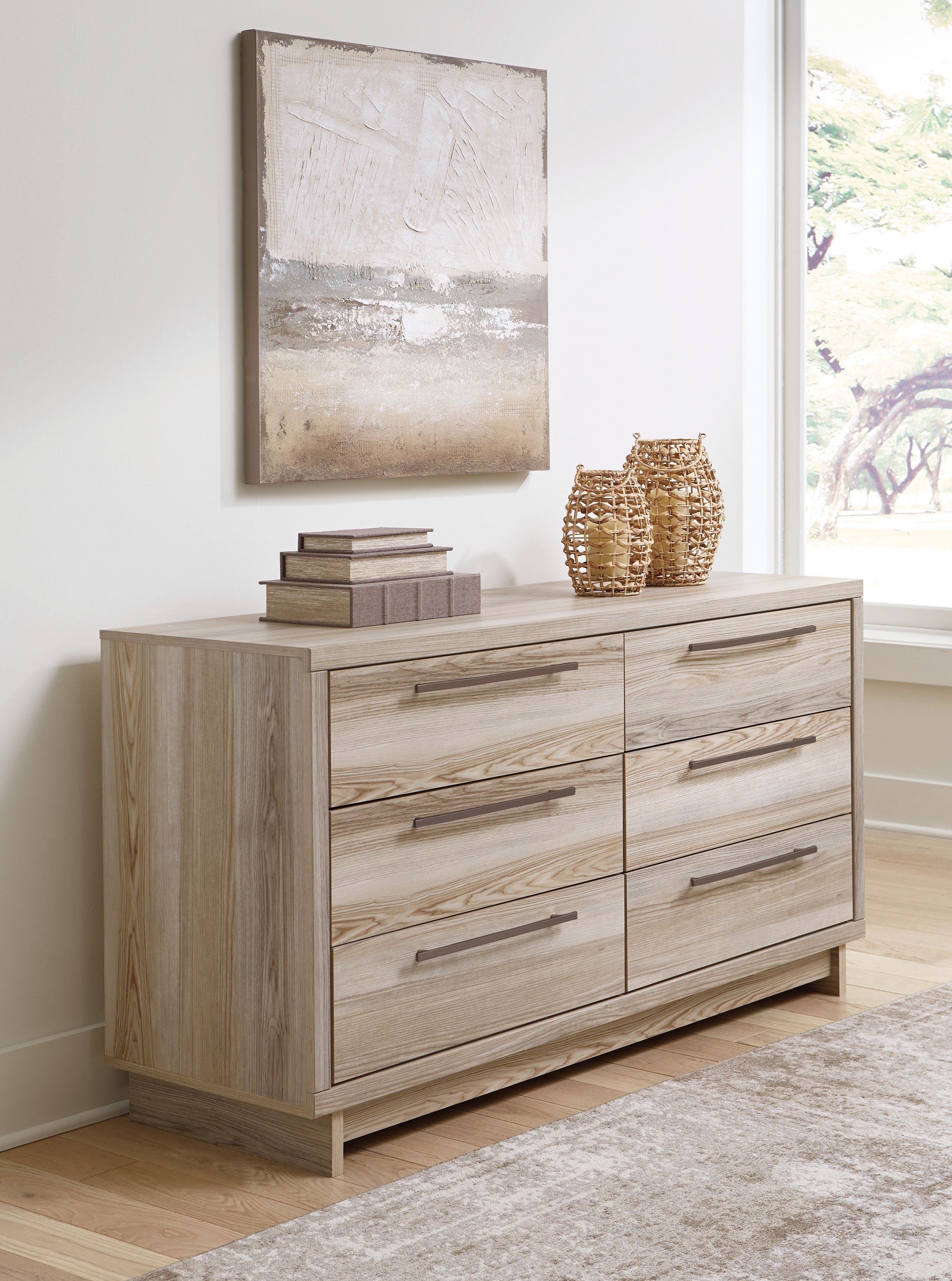 Signature Design by Ashley® Hasbrick - Tan - Six Drawer Dresser | Meri Furniture