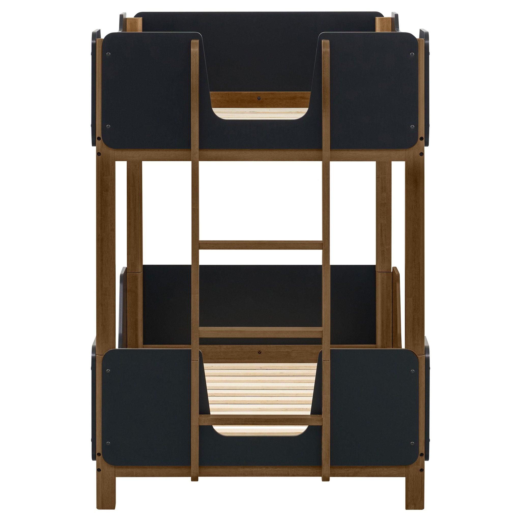 Morris Twin Over Twin Wood Bunk Bed Black and Walnut