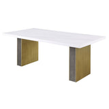 Coaster Fine Furniture Carla - Cultured Carrara Marble Top Dining Table - White | Meri Furniture