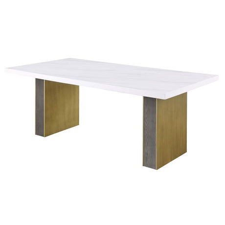 Coaster Fine Furniture Carla - Cultured Carrara Marble Top Dining Table - White | Meri Furniture