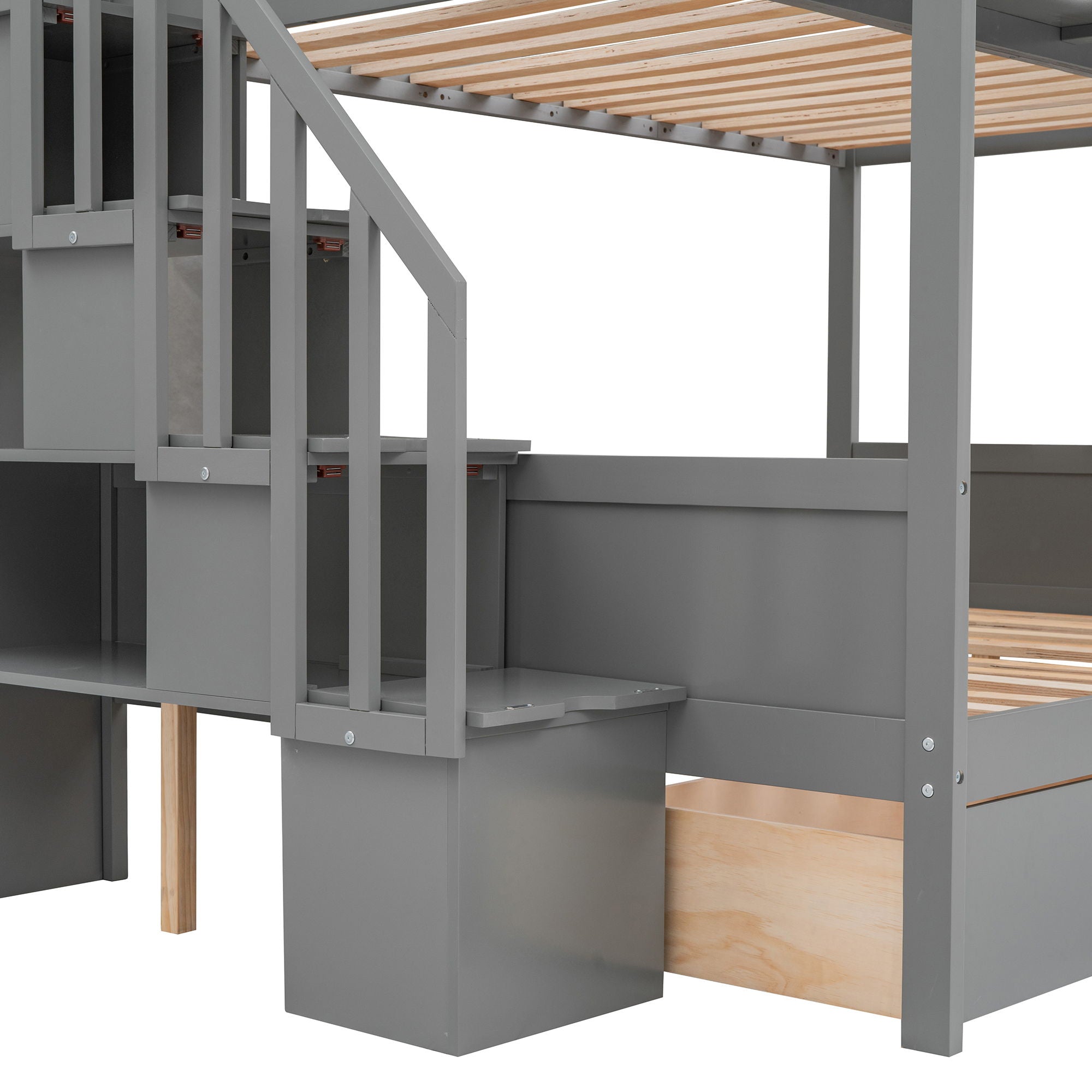 Bunk Bed With Shelfs, Storage Staircase And 2 Drawers