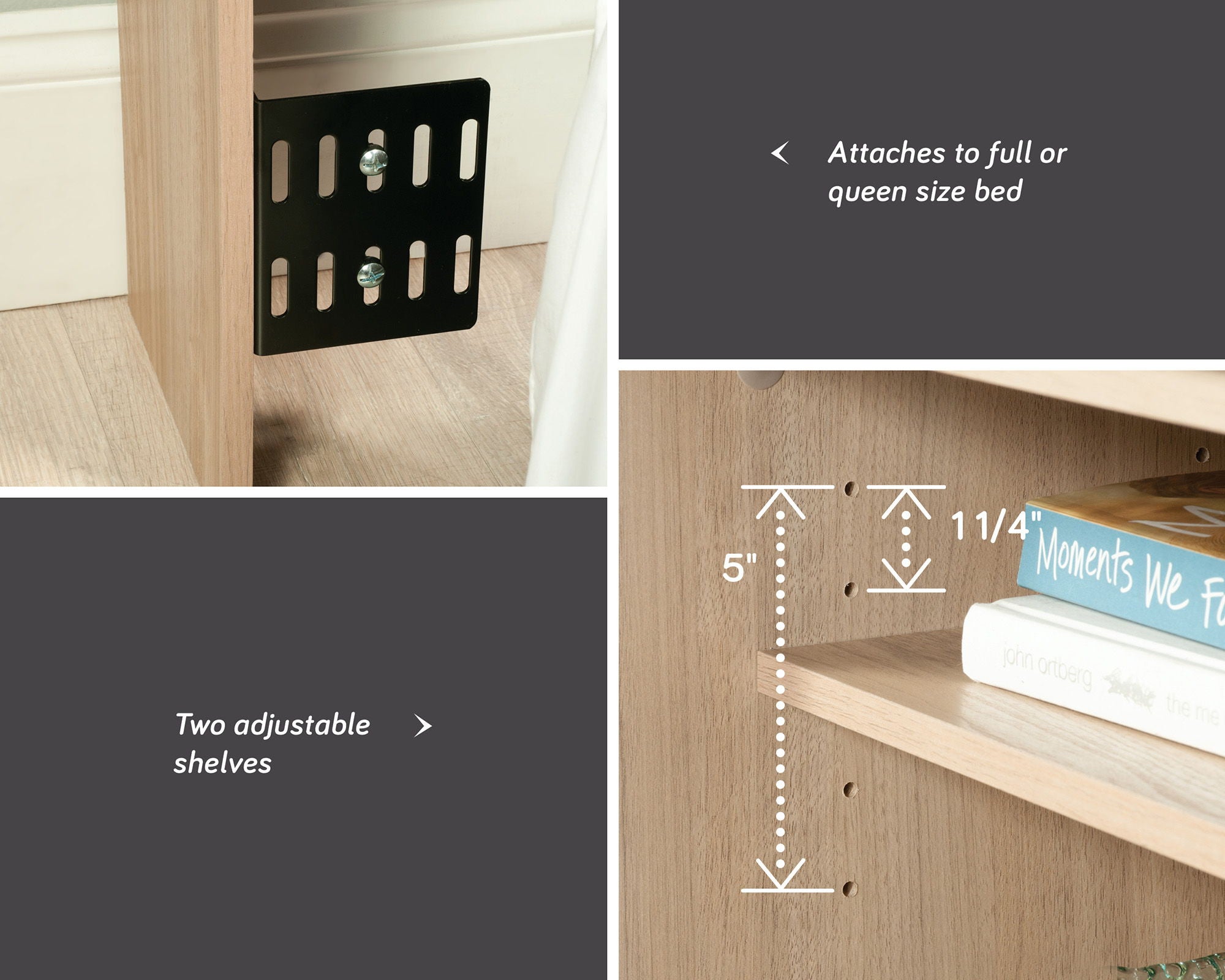 Full/Queen Bookcase Headboard Harvest Walnut