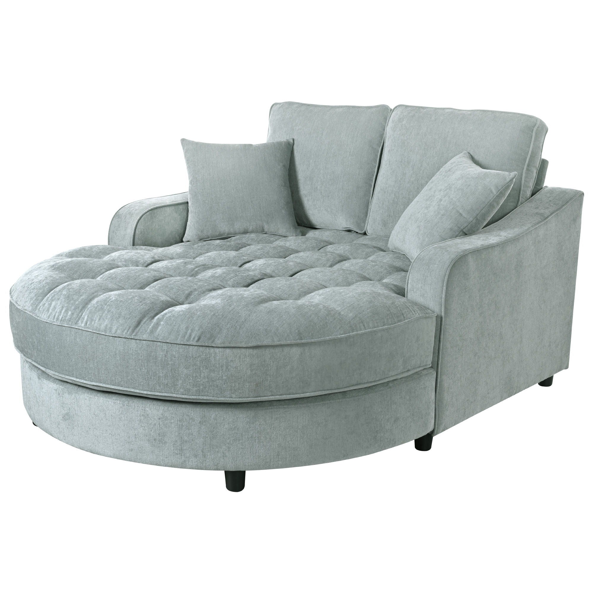 Modern Chaise Lounge Upholstered Sofa Couch With Tufted Seat And Detachable Pillows For Living Room